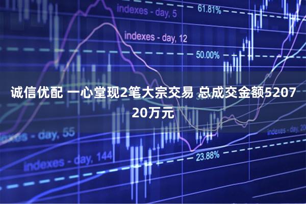 诚信优配 一心堂现2笔大宗交易 总成交金额520720万元